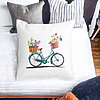 Perna Decorativa Patrata Bicicleta Floarala, 40x40 cm, Alba, Mata, Husa Detasabila, Burduf 21 Alba