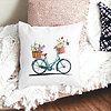Perna Decorativa Patrata Bicicleta Floarala, 40x40 cm, Alba, Mata, Husa Detasabila, Burduf 22 Mata
