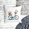 Perna Decorativa Patrata Bicicleta Floarala, 40x40 cm, Alba, Mata, Husa Detasabila, Burduf 23 Husa Detasabila