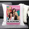 Perna Decorativa Patrata Blackpink K-POP, 40x40 cm, Alba, Mata, Husa Detasabila, Burduf 19 Mata
