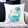 Perna Decorativa Patrata Blue Baby Dinozaur, 40x40 cm, Alba, Mata, Husa Detasabila, Burduf 17 40x40 cm