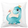 Perna Decorativa Patrata Blue Baby Dinozaur, 40x40 cm, Alba, Mata, Husa Detasabila, Burduf 16 Perna Decorativa Patrata Blue Baby Dinozaur