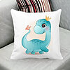 Perna Decorativa Patrata Blue Baby Dinozaur, 40x40 cm, Alba, Mata, Husa Detasabila, Burduf 20 Husa Detasabila