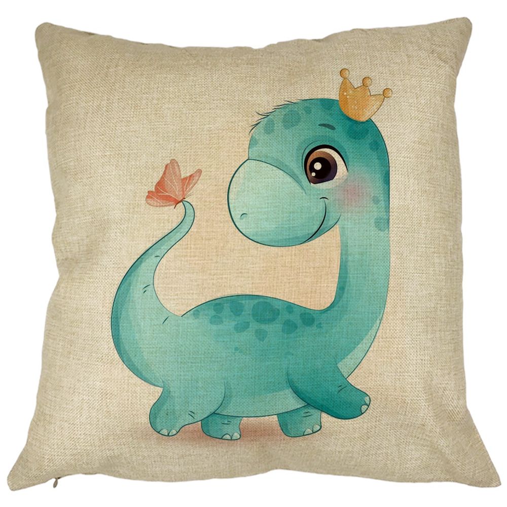 Perna Decorativa Patrata Blue Baby Dinozaur, 40x40 cm, Husa Detasabila, Burduf 7 Perna Decorativa Patrata Blue Baby Dinozaur