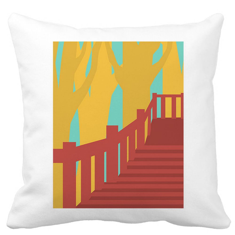 Perna Decorativa Patrata Bridge Art, 40x40 cm, Alba, Mata, Husa Detasabila, Burduf 11 Perna Decorativa Patrata Bridge Art