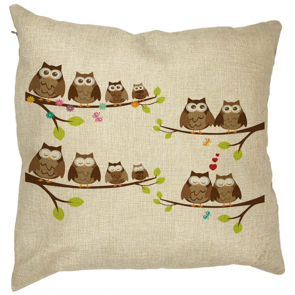 Perna Decorativa Patrata Bufnite, 40x40 cm, Husa Detasabila, Burduf 7 Perna Decorativa Patrata Bufnite