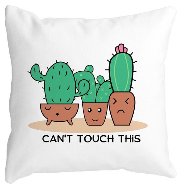 Perna Decorativa Patrata Cactus Can't Touch This, 40x40 cm, Alba, Mata, Husa Detasabila, Burduf 11 Perna Decorativa Patrata Cactus Can't Touch This