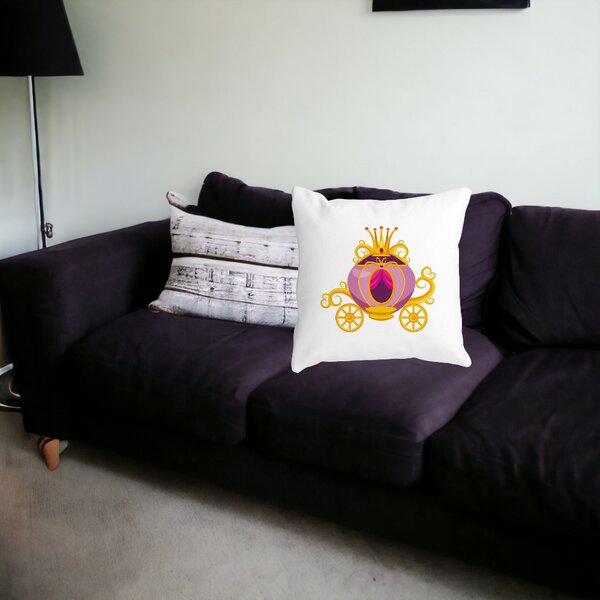 Perna Decorativa Patrata Caleasca Regala, 40x40 cm, Alba, Mata, Husa Detasabila, Burduf 13 Alba