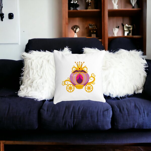 Perna Decorativa Patrata Caleasca Regala, 40x40 cm, Alba, Mata, Husa Detasabila, Burduf 15 Husa Detasabila