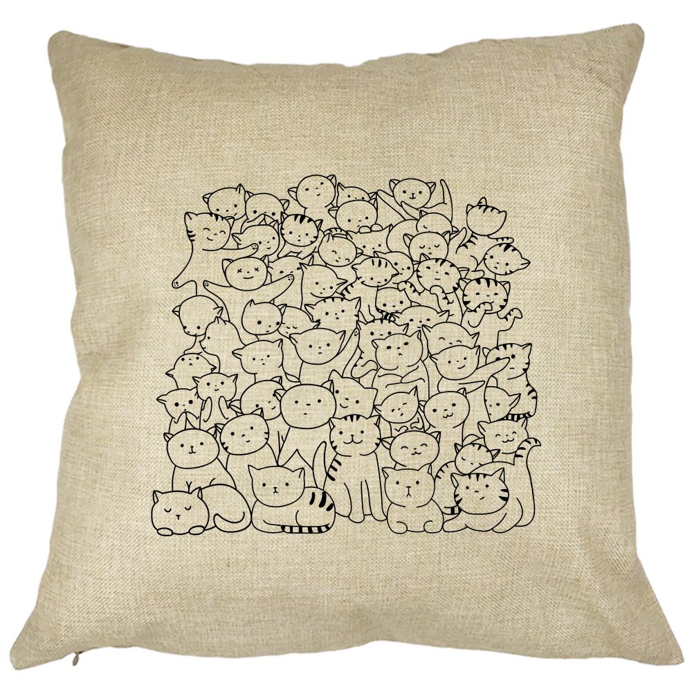Perna Decorativa Patrata Cat Life, 40x40 cm, Husa Detasabila, Burduf 7 Perna Decorativa Patrata Cat Life