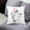 Perna Decorativa Patrata Cat Lover, 40x40 cm, Alba, Mata, Husa Detasabila, Burduf 20 Husa Detasabila
