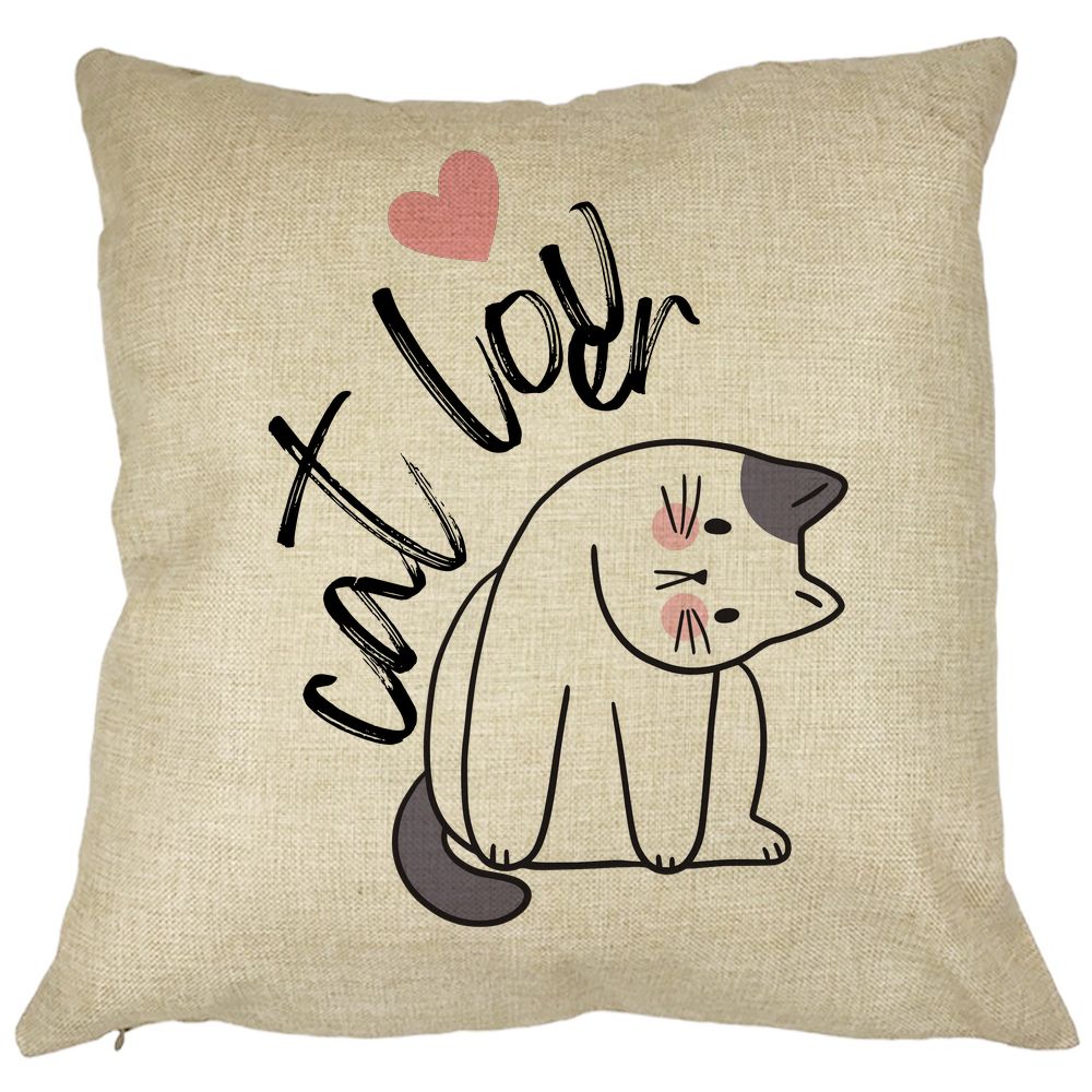 Perna Decorativa Patrata Cat Lover, 40x40 cm, Husa Detasabila, Burduf 7 Perna Decorativa Patrata Cat Lover