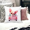 Perna Decorativa Patrata Chihuahua Love, 40x40 cm, Alba, Mata, Husa Detasabila, Burduf 17 40x40 cm