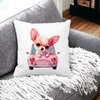 Perna Decorativa Patrata Chihuahua Love, 40x40 cm, Alba, Mata, Husa Detasabila, Burduf 20 Husa Detasabila