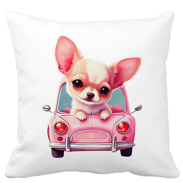 Perna Decorativa Patrata Chihuahua Love, 40x40 cm, Alba, Mata, Husa Detasabila, Burduf 11 Perna Decorativa Patrata Chihuahua Love