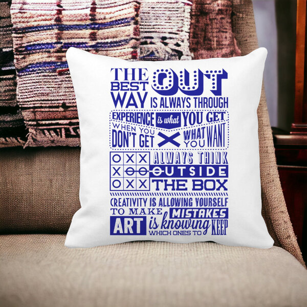 Perna Decorativa Patrata Classic Quotes, 40x40 cm, Alba, Mata, Husa Detasabila, Burduf 12 40x40 cm
