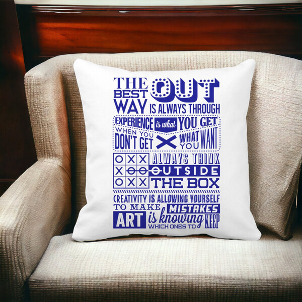 Perna Decorativa Patrata Classic Quotes, 40x40 cm, Alba, Mata, Husa Detasabila, Burduf 13 Alba