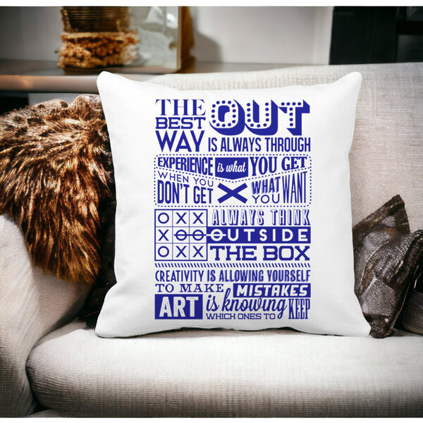 Perna Decorativa Patrata Classic Quotes, 40x40 cm, Alba, Mata, Husa Detasabila, Burduf 14 Mata