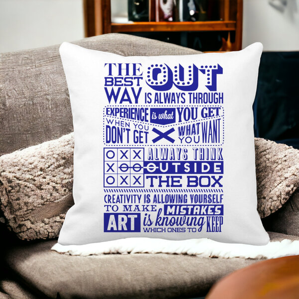 Perna Decorativa Patrata Classic Quotes, 40x40 cm, Alba, Mata, Husa Detasabila, Burduf 15 Husa Detasabila