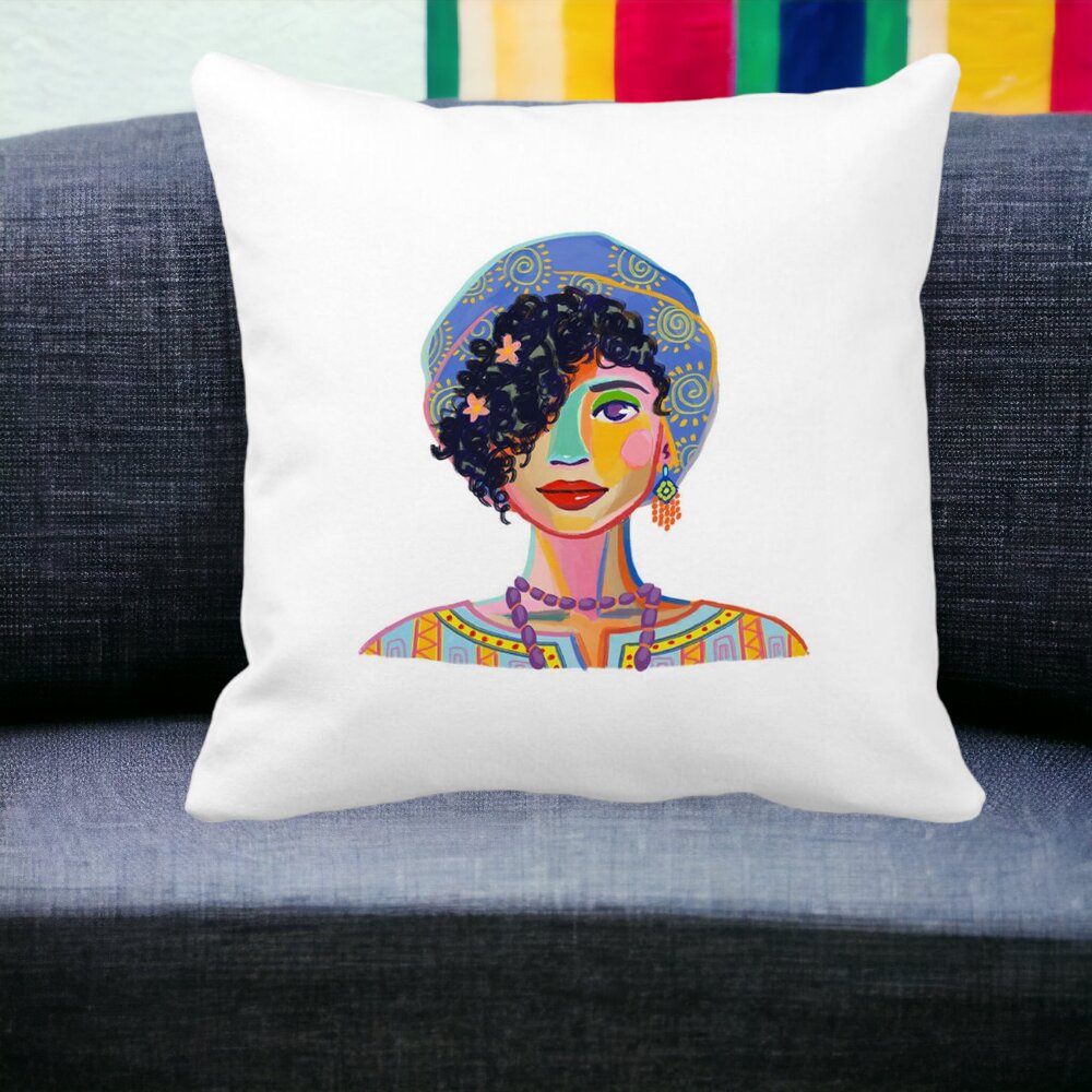 Perna Decorativa Patrata Colorful Fashion, 40x40 cm, Alba, Mata, Husa Detasabila, Burduf 13 Alba