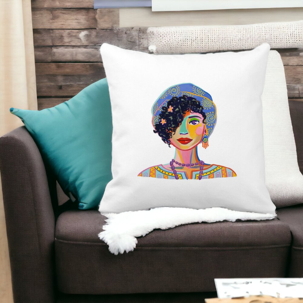 Perna Decorativa Patrata Colorful Fashion, 40x40 cm, Alba, Mata, Husa Detasabila, Burduf 15 Husa Detasabila