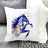 Perna Decorativa Patrata Colorful Horse, 40x40 cm, Alba, Mata, Husa Detasabila, Burduf 15 Alba