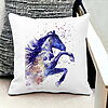 Perna Decorativa Patrata Colorful Horse, 40x40 cm, Alba, Mata, Husa Detasabila, Burduf 16 Mata