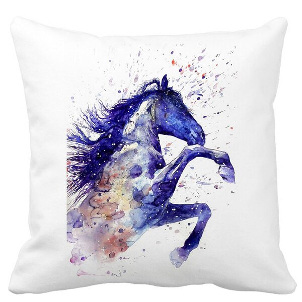 Perna Decorativa Patrata Colorful Horse, 40x40 cm, Alba, Mata, Husa Detasabila, Burduf 9 Perna Decorativa Patrata Colorful Horse