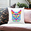 Perna Decorativa Patrata Contrast Cat, 40x40 cm, Alba, Mata, Husa Detasabila, Burduf 21 Alba