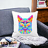 Perna Decorativa Patrata Contrast Cat, 40x40 cm, Alba, Mata, Husa Detasabila, Burduf 22 Mata