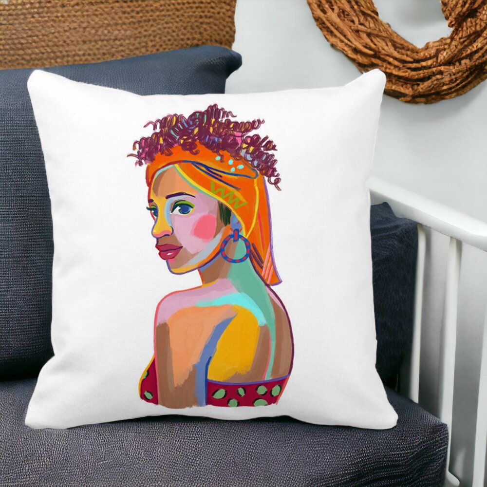 Perna Decorativa Patrata Curly African, 40x40 cm, Alba, Mata, Husa Detasabila, Burduf 12 40x40 cm