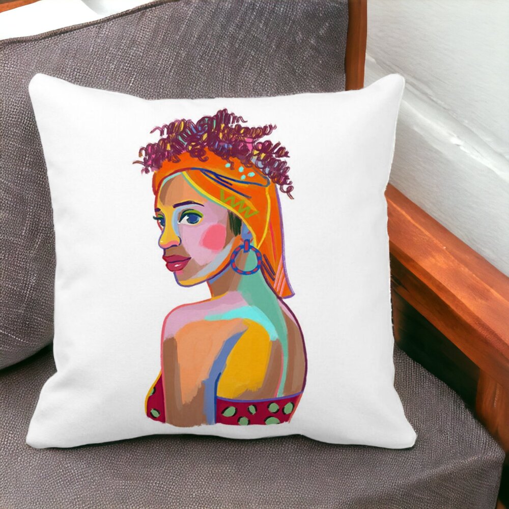 Perna Decorativa Patrata Curly African, 40x40 cm, Alba, Mata, Husa Detasabila, Burduf 15 Husa Detasabila