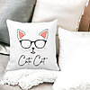 Perna Decorativa Patrata Cute Cat, 40x40 cm, Alba, Mata, Husa Detasabila, Burduf 19 Mata