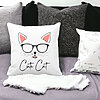 Perna Decorativa Patrata Cute Cat, 40x40 cm, Alba, Mata, Husa Detasabila, Burduf 20 Husa Detasabila