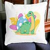 Perna Decorativa Patrata Dinozaur Galben Verde, 40x40 cm, Alba, Mata, Husa Detasabila, Burduf 17 40x40 cm