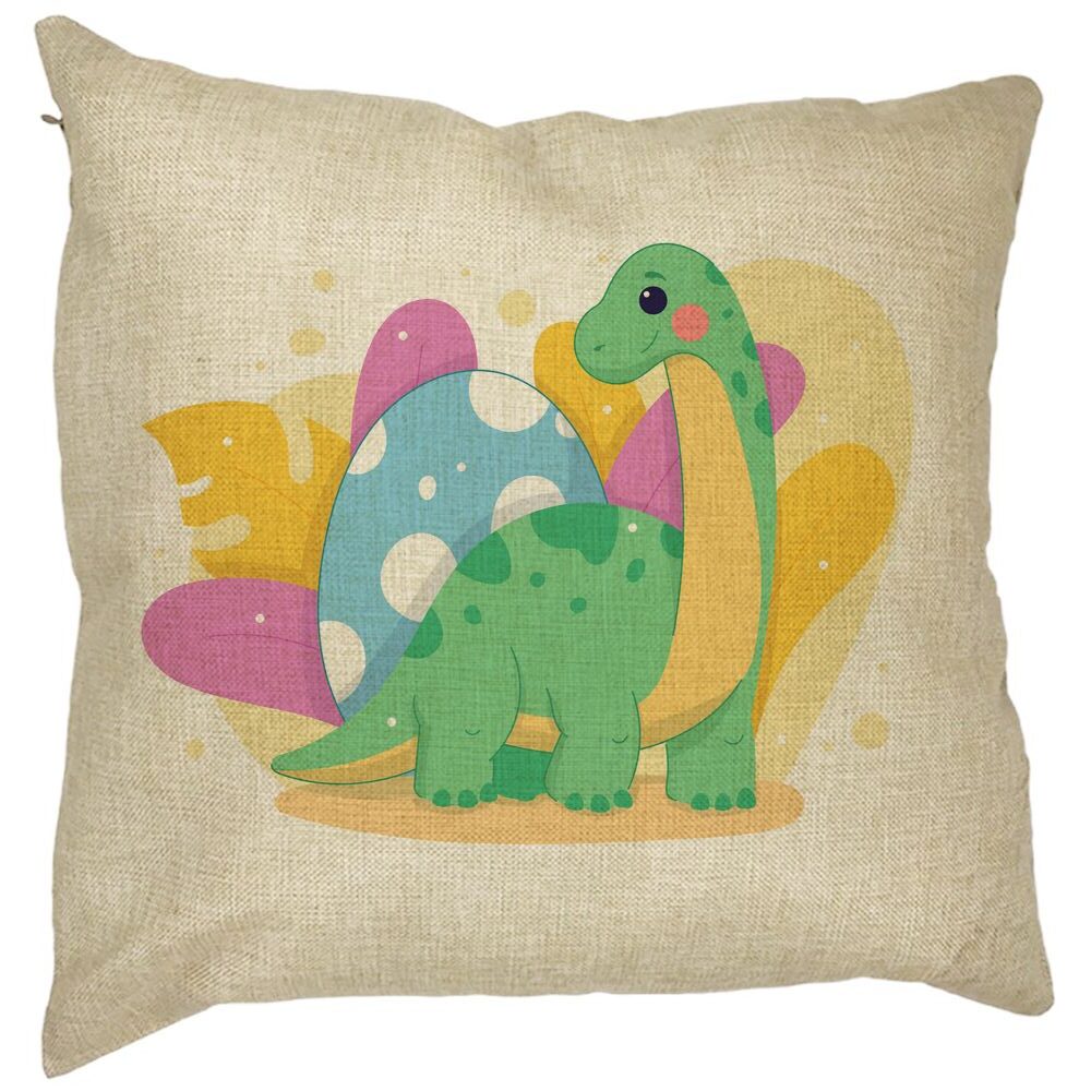 Perna Decorativa Patrata Dinozaur Galben Verde, 40x40 cm, Husa Detasabila, Burduf 11 Perna Decorativa Patrata Dinozaur Galben Verde