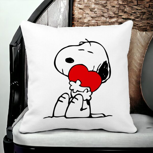 Perna Decorativa Patrata Doggo Love, 40x40 cm, Alba, Mata, Husa Detasabila, Burduf 12 40x40 cm
