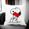 Perna Decorativa Patrata Doggo Love, 40x40 cm, Alba, Mata, Husa Detasabila, Burduf 18 Alba