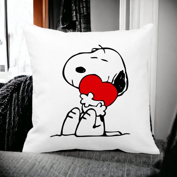 Perna Decorativa Patrata Doggo Love, 40x40 cm, Alba, Mata, Husa Detasabila, Burduf 13 Alba