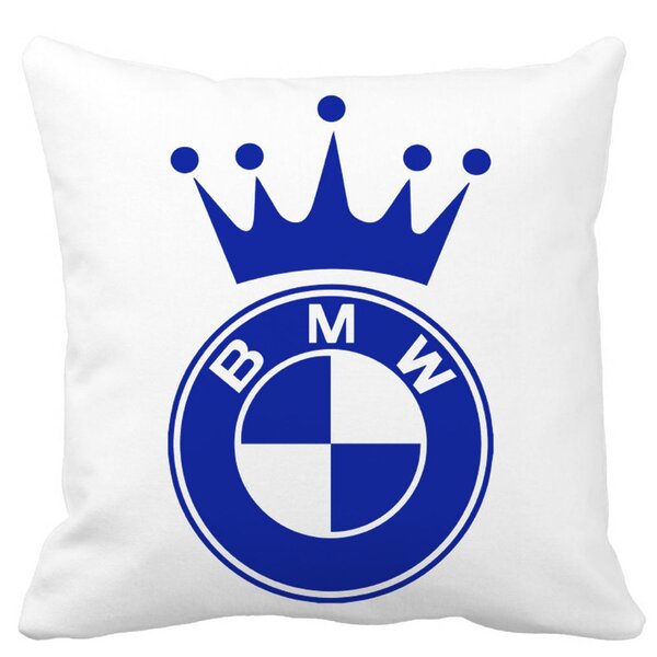 Perna Decorativa Patrata Emblema BMW King, 40x40 cm, Alba, Mata, Husa Detasabila, Burduf 11 Perna Decorativa Patrata Emblema BMW King
