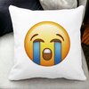 Perna Decorativa Patrata Emoji Cry, 40x40 cm, Alba, Mata, Husa Detasabila, Burduf 18 Alba