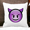 Perna Decorativa Patrata Emoji Diavol, 40x40 cm, Alba, Mata, Husa Detasabila, Burduf 17 40x40 cm