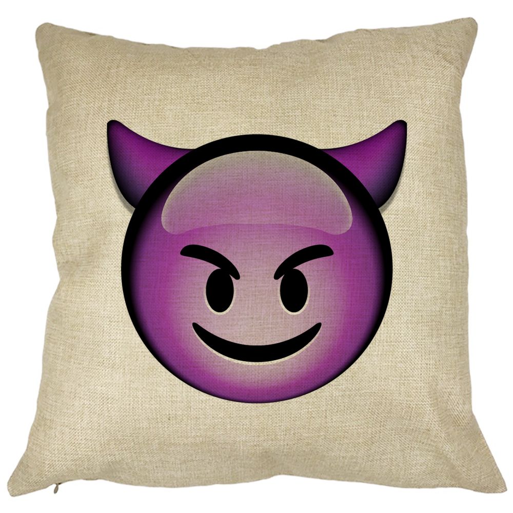 Perna Decorativa Patrata Emoji Diavol, 40x40 cm, Husa Detasabila, Burduf 7 Perna Decorativa Patrata Emoji Diavol