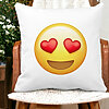 Perna Decorativa Patrata Emoji Fata cu Inimi, 40x40 cm, Alba, Mata, Husa Detasabila, Burduf 21 Alba