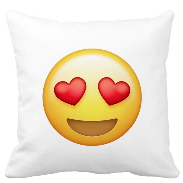 Perna Decorativa Patrata Emoji Fata cu Inimi, 40x40 cm, Alba, Mata, Husa Detasabila, Burduf 13 Perna Decorativa Patrata Emoji Fata cu Inimi