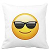 Perna Decorativa Patrata Emoji Fata cu Ochelari, 40x40 cm, Alba, Mata, Husa Detasabila, Burduf 16 Perna Decorativa Patrata Emoji Fata cu Ochelari