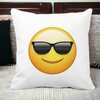 Perna Decorativa Patrata Emoji Fata cu Ochelari, 40x40 cm, Alba, Mata, Husa Detasabila, Burduf 18 Alba