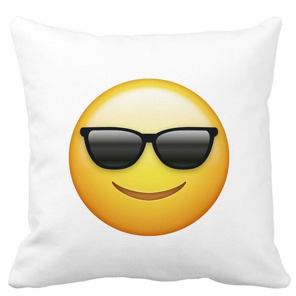Perna Decorativa Patrata Emoji Fata cu Ochelari, 40x40 cm, Alba, Mata, Husa Detasabila, Burduf 11 Perna Decorativa Patrata Emoji Fata cu Ochelari