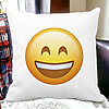 Perna Decorativa Patrata Emoji Fericit, 40x40 cm, Alba, Mata, Husa Detasabila, Burduf 18 Alba