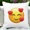 Perna Decorativa Patrata Emoji In Love, 40x40 cm, Alba, Mata, Husa Detasabila, Burduf 17 40x40 cm